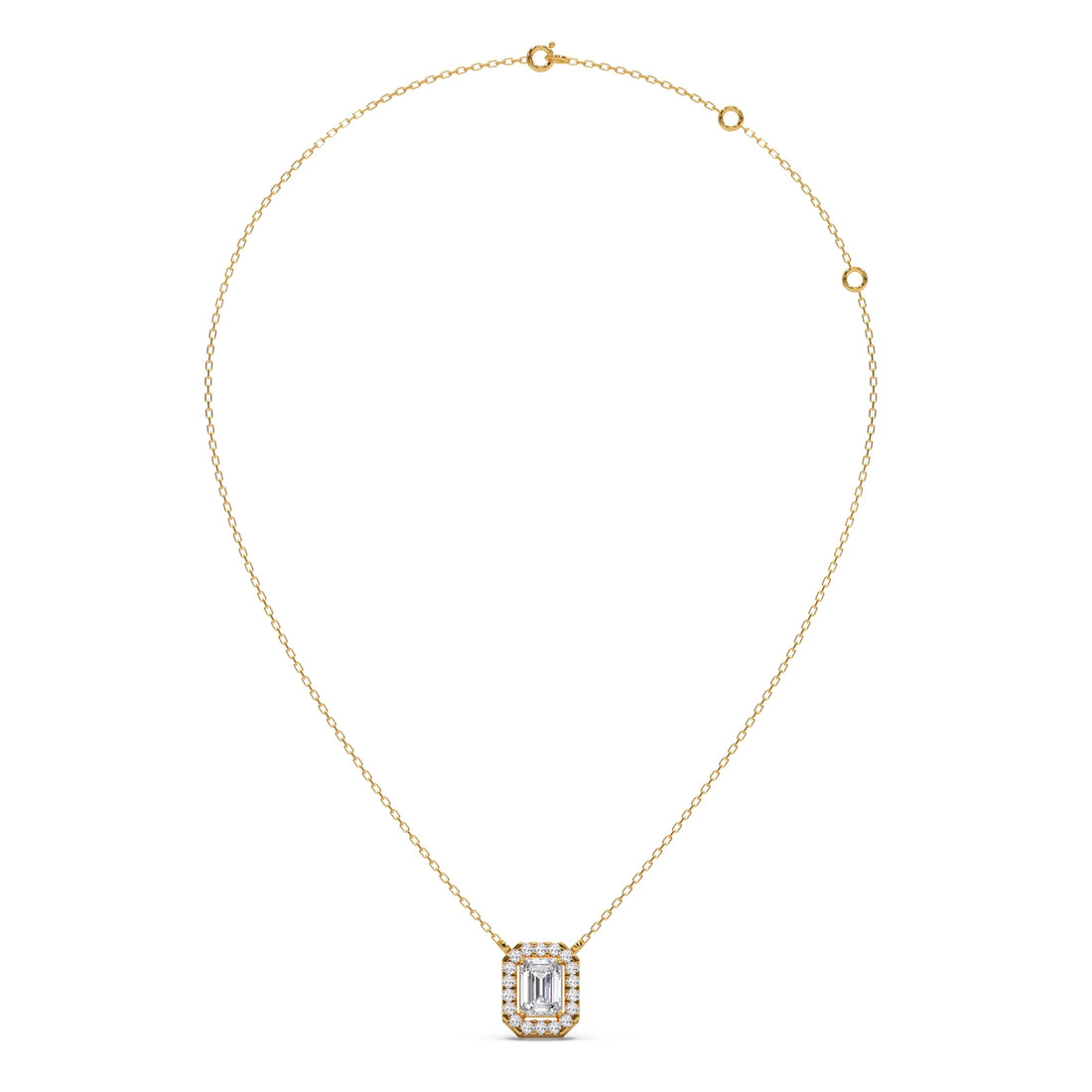 Emerald-Cut Diamond Halo Pendant
