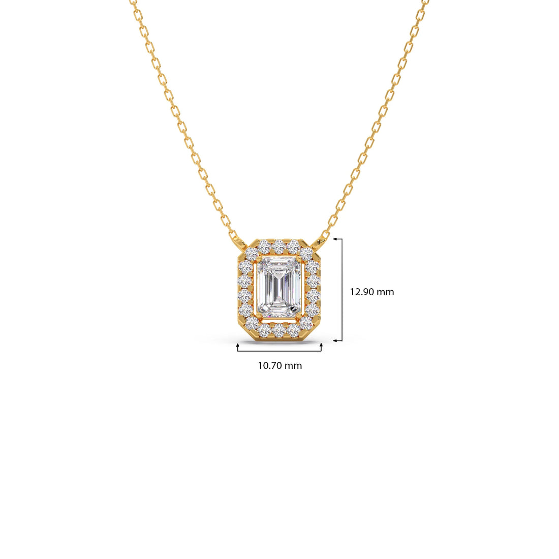 Emerald-Cut Diamond Halo Pendant