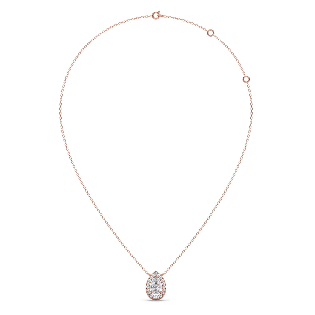 Pear-Shaped Diamond Halo Necklace