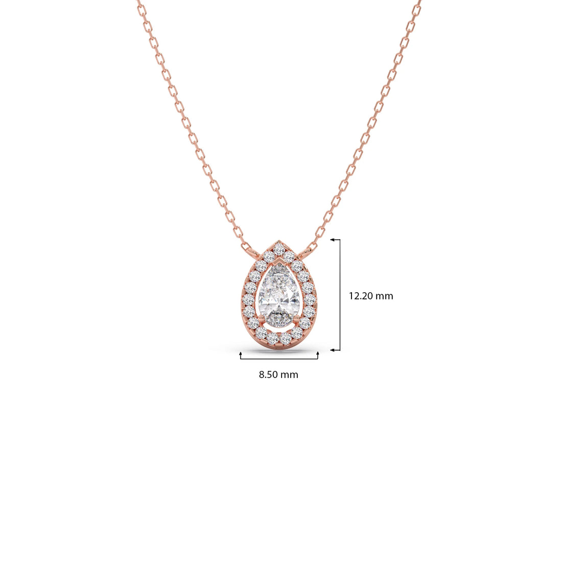 Pear-Shaped Diamond Halo Necklace