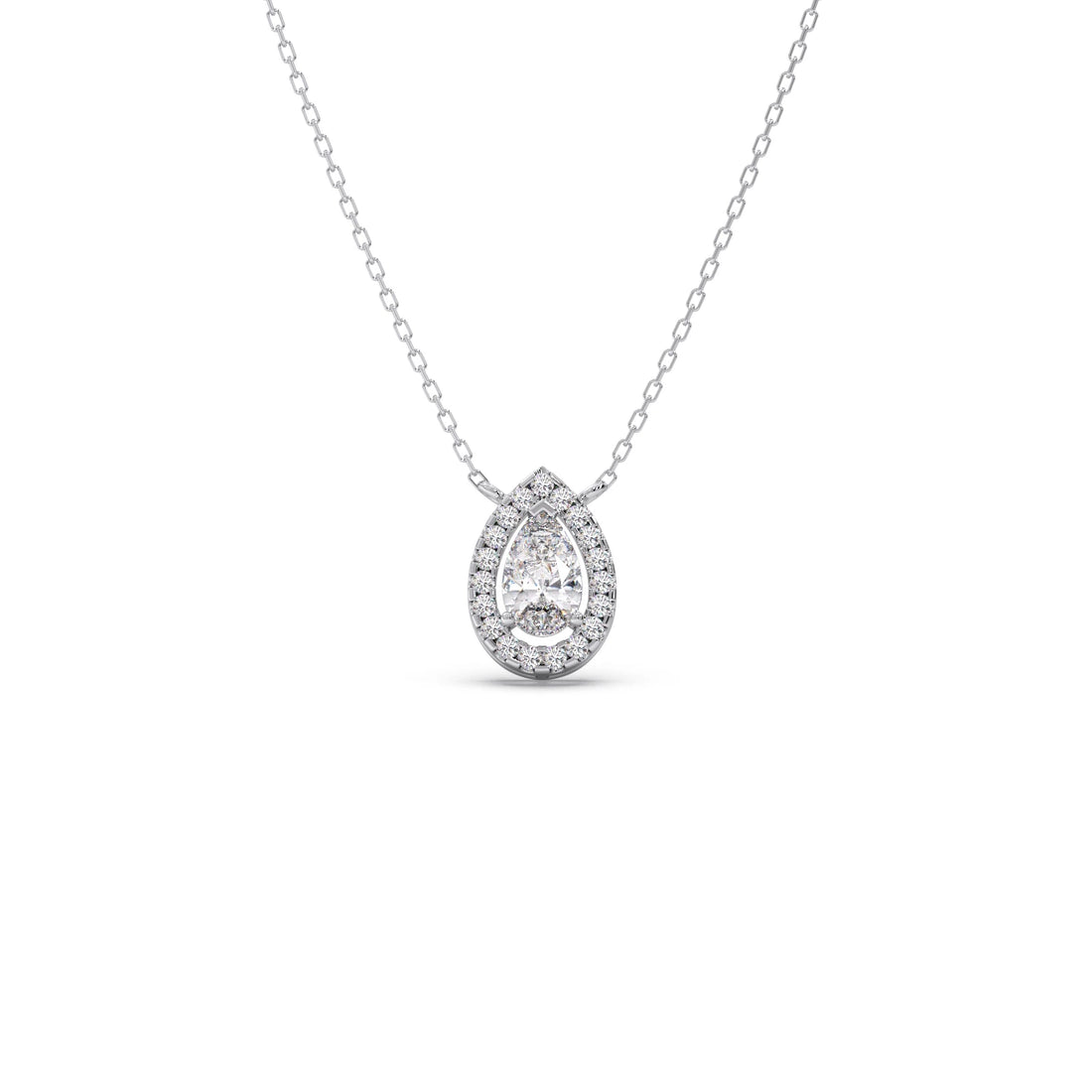 Pear-Shaped Diamond Halo Necklace