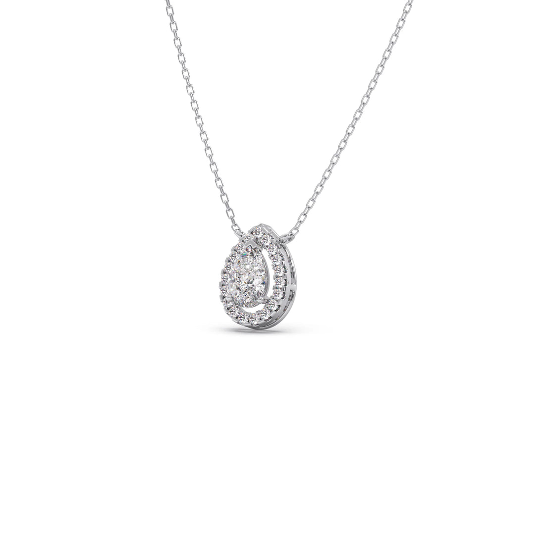 Pear-Shaped Diamond Halo Necklace