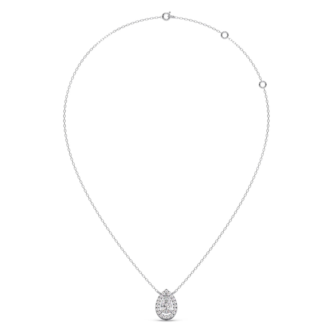 Pear-Shaped Diamond Halo Necklace
