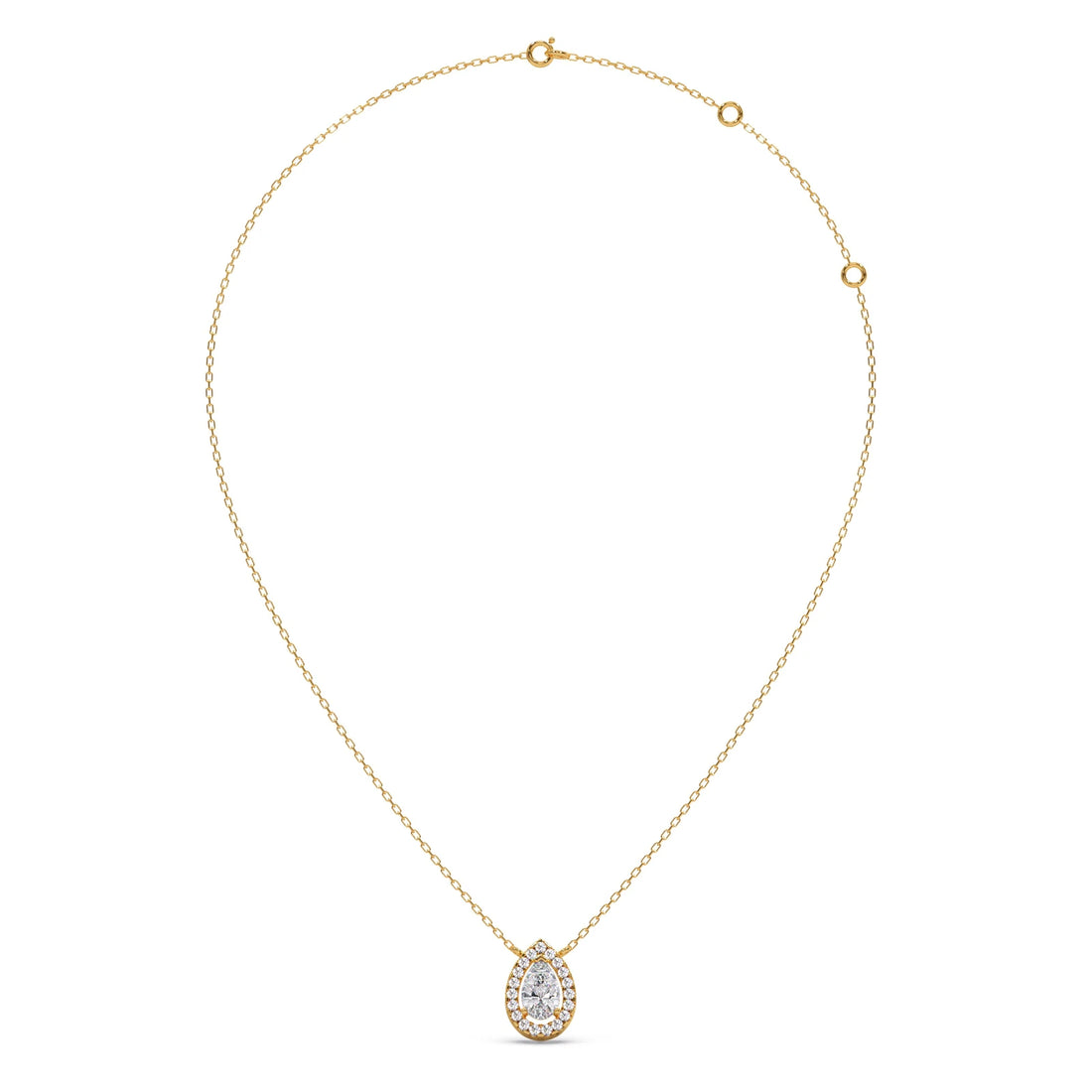 Pear-Shaped Diamond Halo Necklace