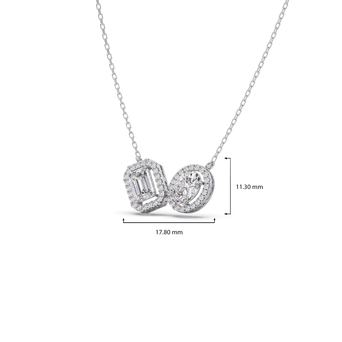 Emerald-Cut & Oval Double Halo Necklace