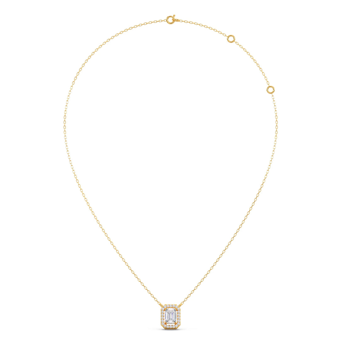 0.81Ct Emerald-Cut Diamond Halo Pendant Necklace