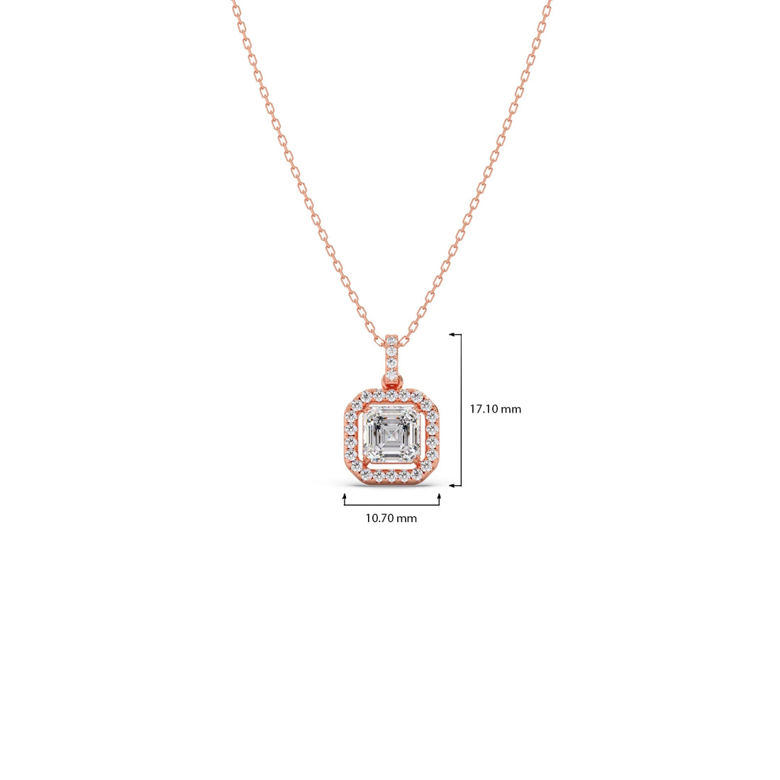 Emerald Halo Round Diamond Pendant Necklace