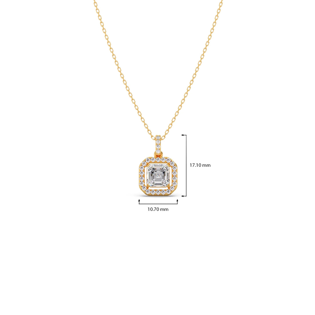 Emerald Halo Round Diamond Pendant Necklace