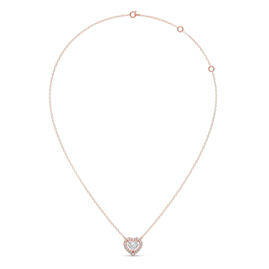 Heart-Shaped Halo Diamond Pendant Necklace
