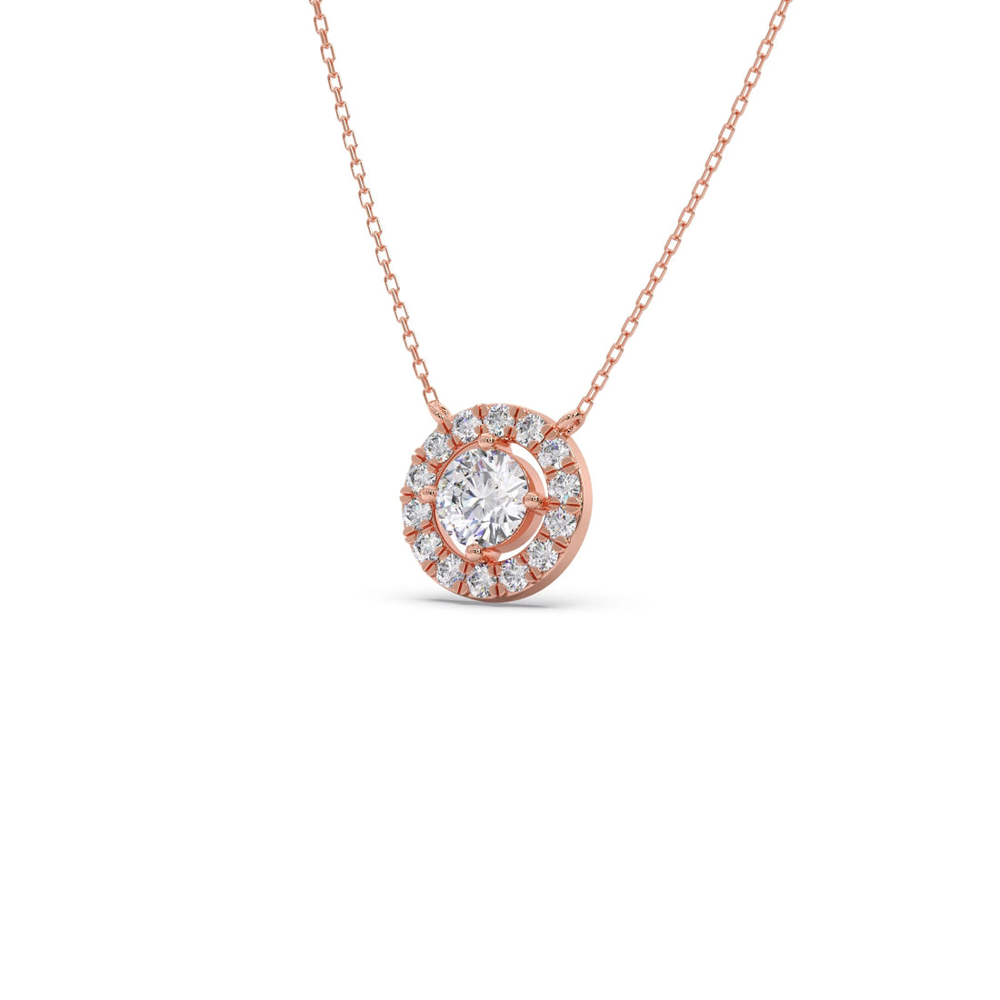 Round Halo Diamond Pendant Necklace