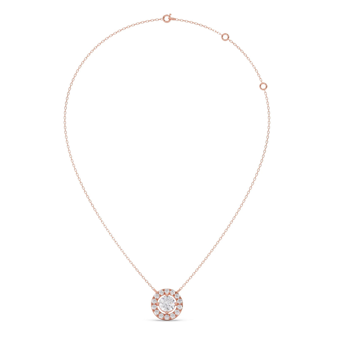 Round Halo Diamond Pendant Necklace
