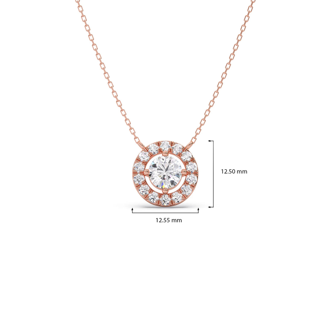 Round Halo Diamond Pendant Necklace