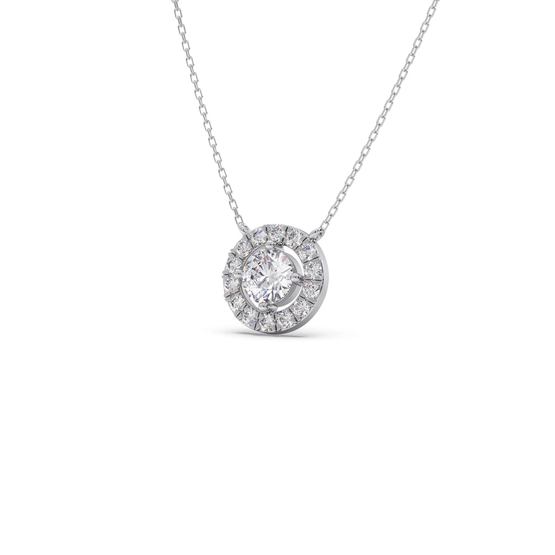 Round Halo Diamond Pendant Necklace