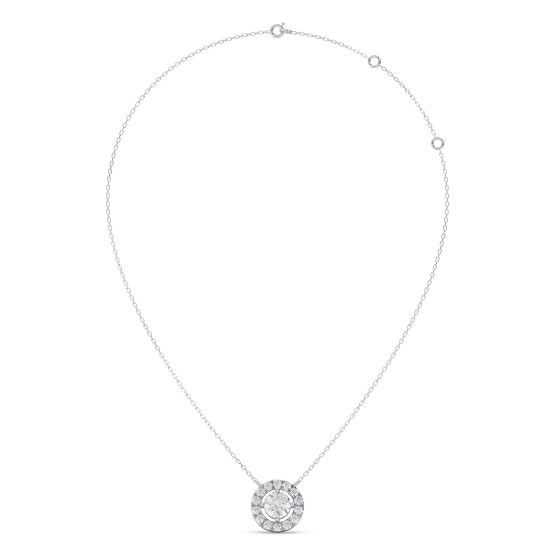 Round Halo Diamond Pendant Necklace