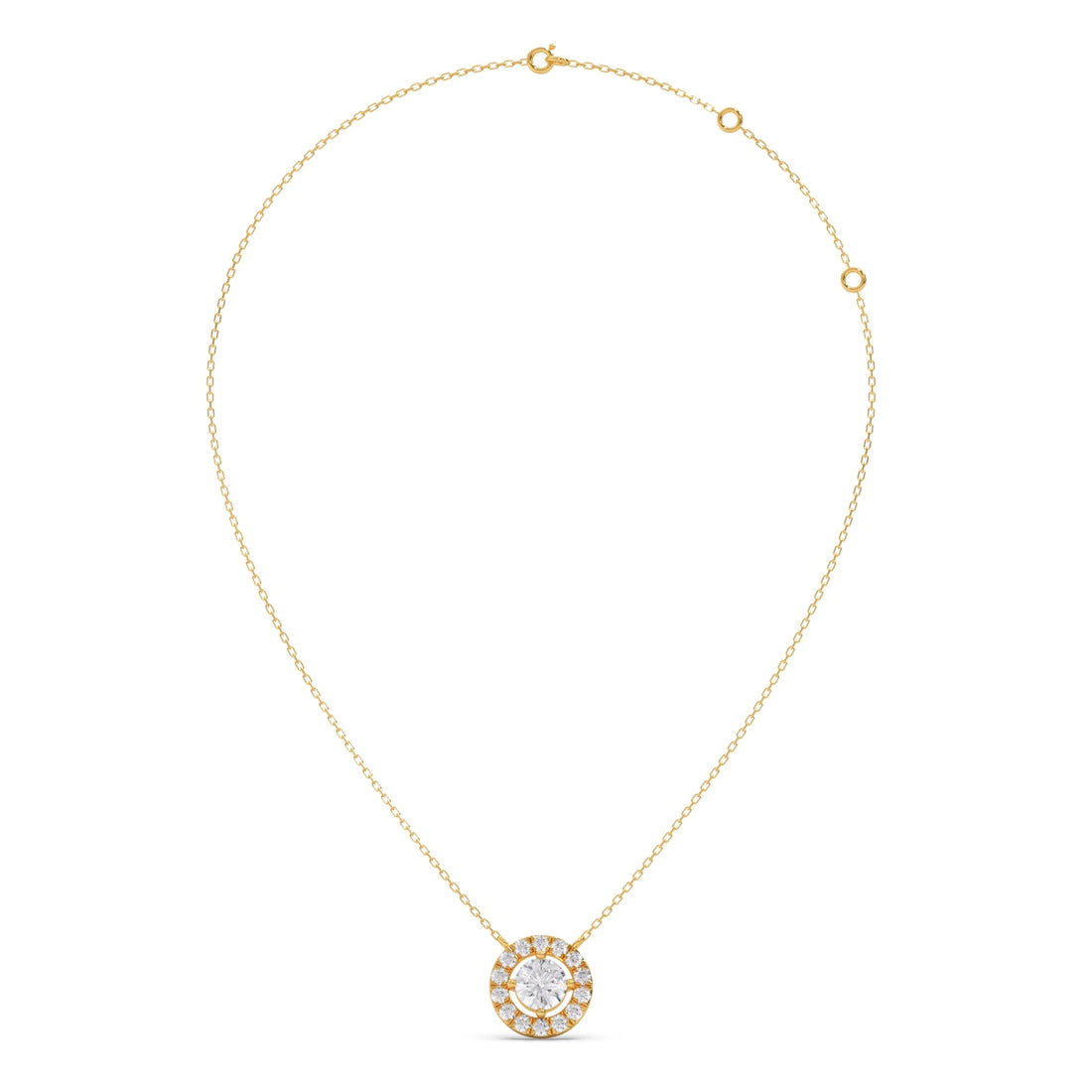 Round Halo Diamond Pendant Necklace