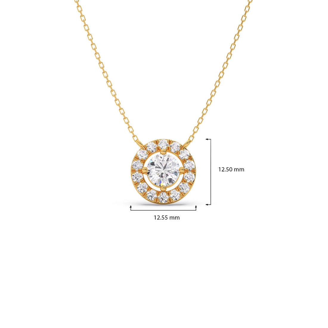 Round Halo Diamond Pendant Necklace
