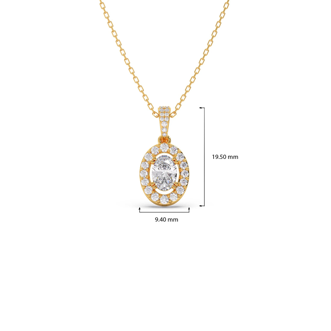 Oval-Cut Halo Diamond Pendant Necklace