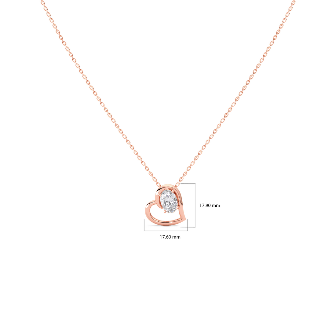 Oval Diamond Heart Pendant Necklace