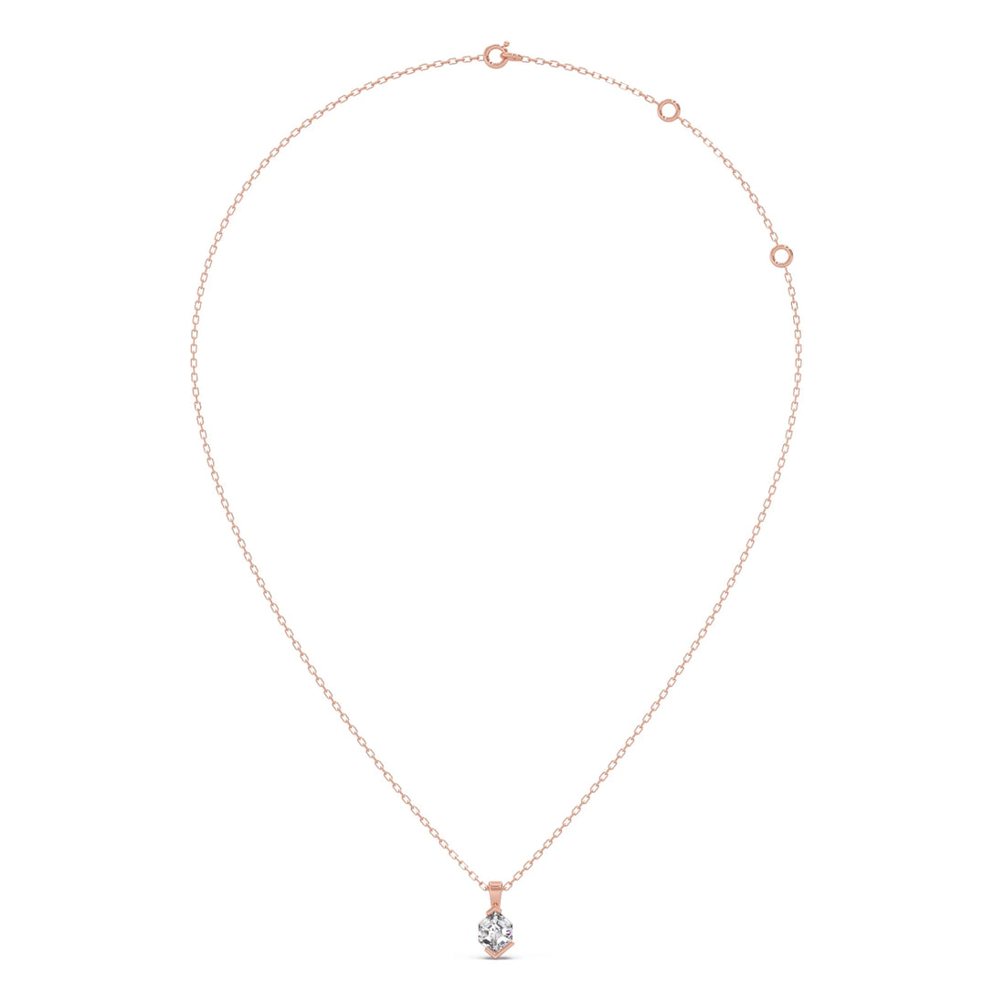 Half Bezel Set Tenz Hexa Cut Solitaire Pendant Necklace