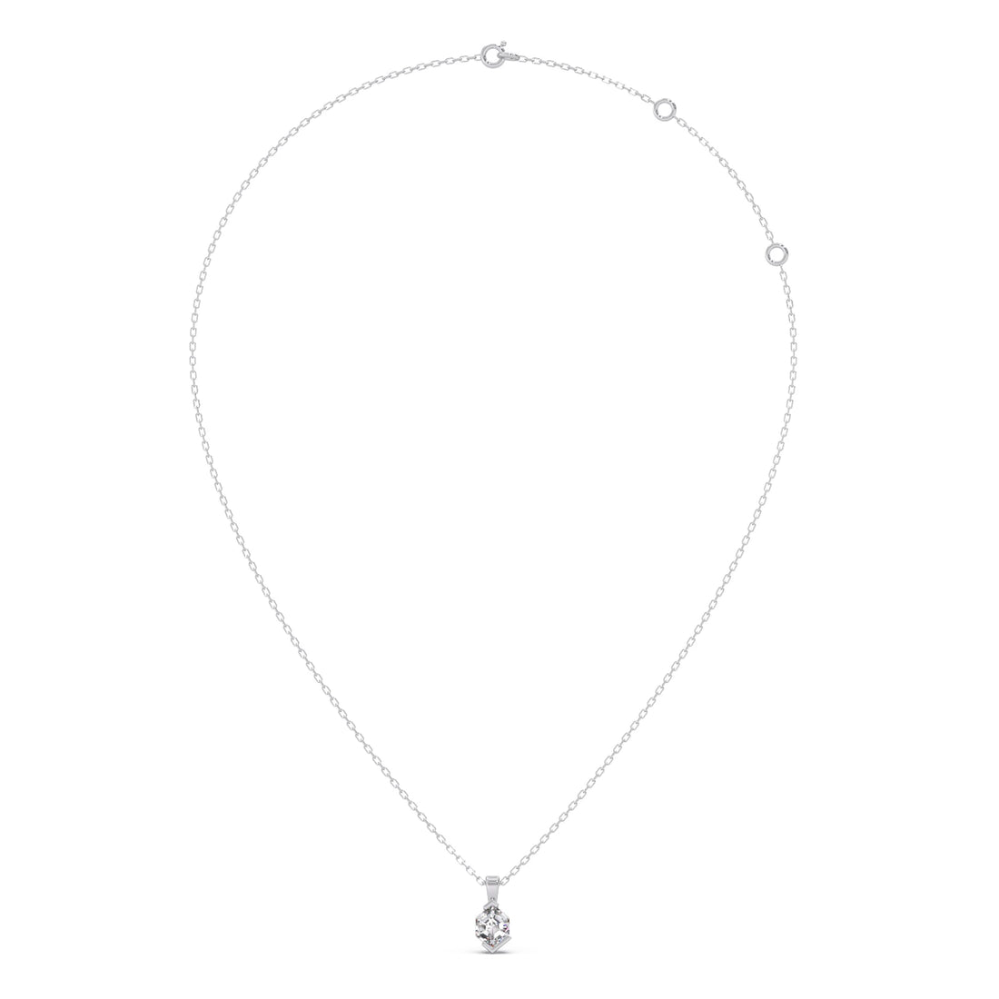 Half Bezel Set Tenz Hexa Cut Solitaire Pendant Necklace
