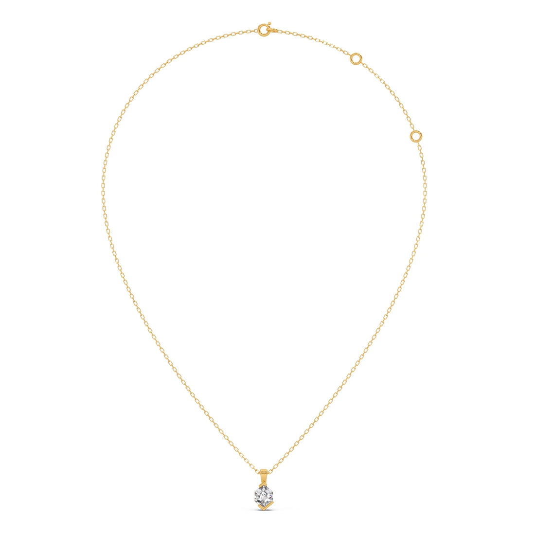 Half Bezel Set Tenz Hexa Cut Solitaire Pendant Necklace