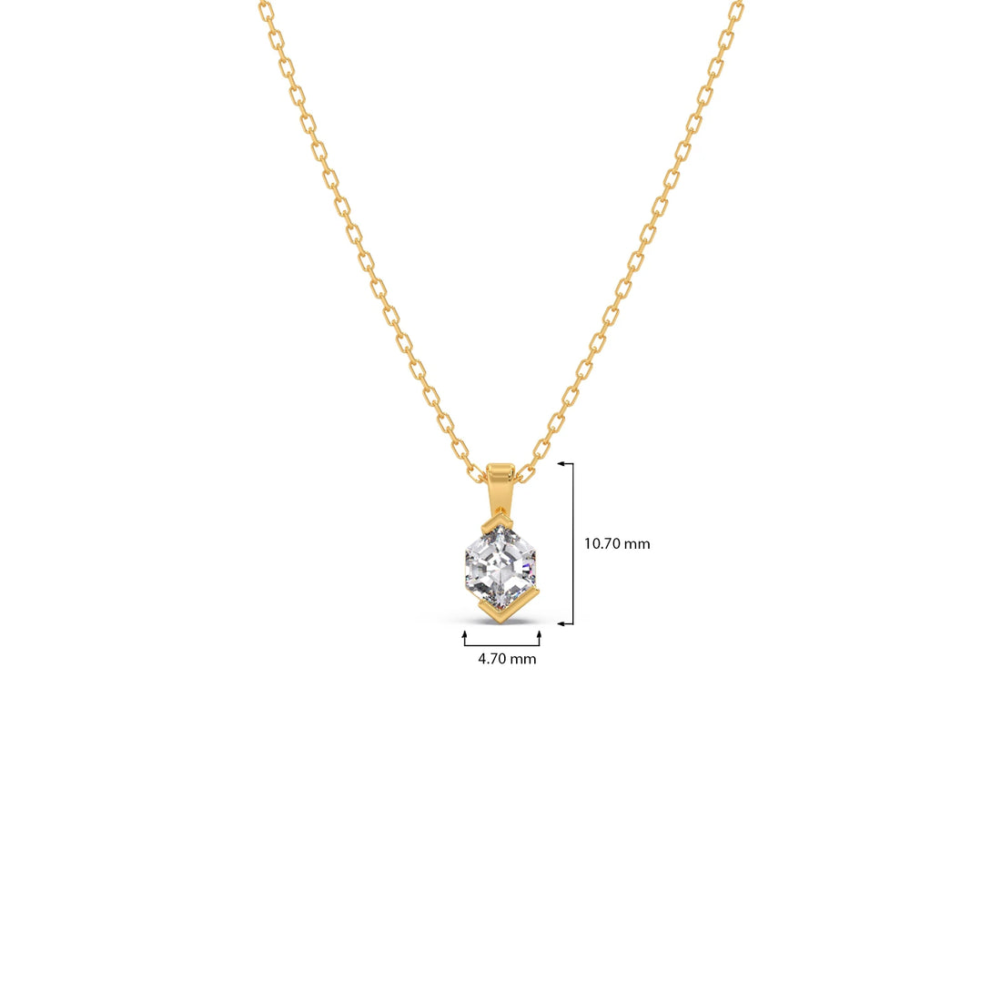 Half Bezel Set Tenz Hexa Cut Solitaire Pendant Necklace