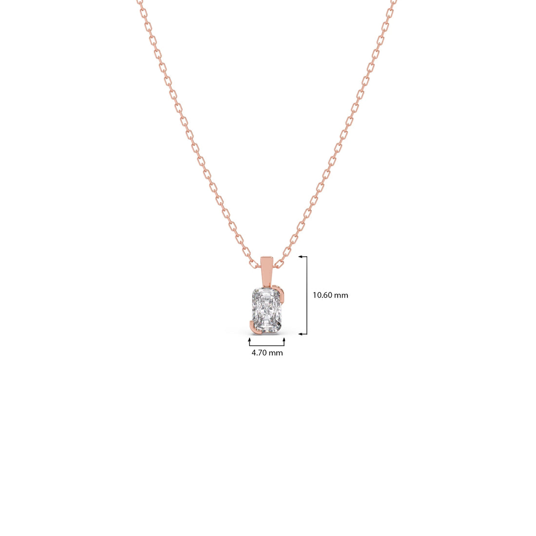 Half Bezel Set Frost Emerald Cut Solitaire Pendant Necklace