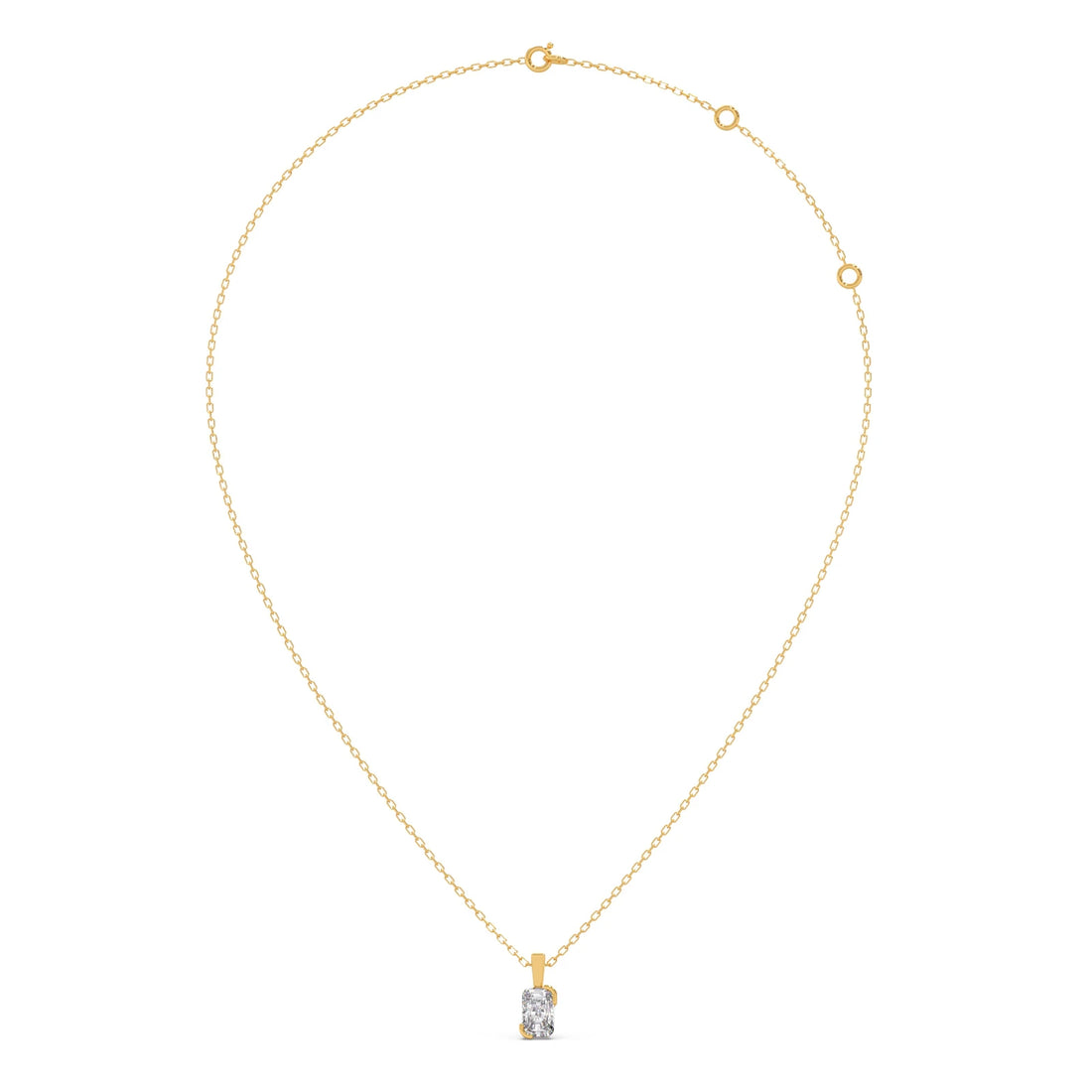 Half Bezel Set Frost Emerald Cut Solitaire Pendant Necklace