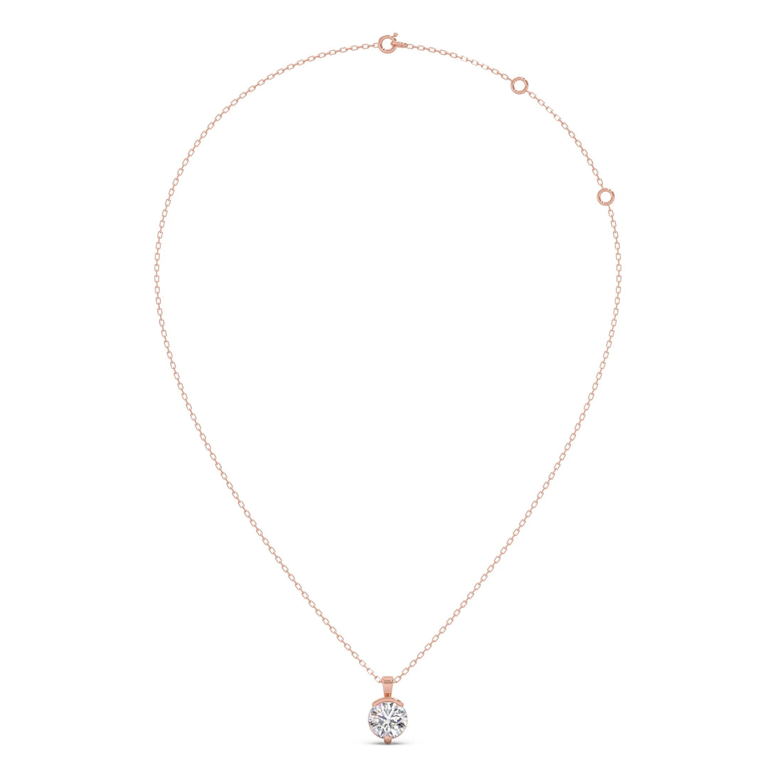 Half Bezel & Claw Prong Set Luminous Round Shape Solitaire Pendant Necklace