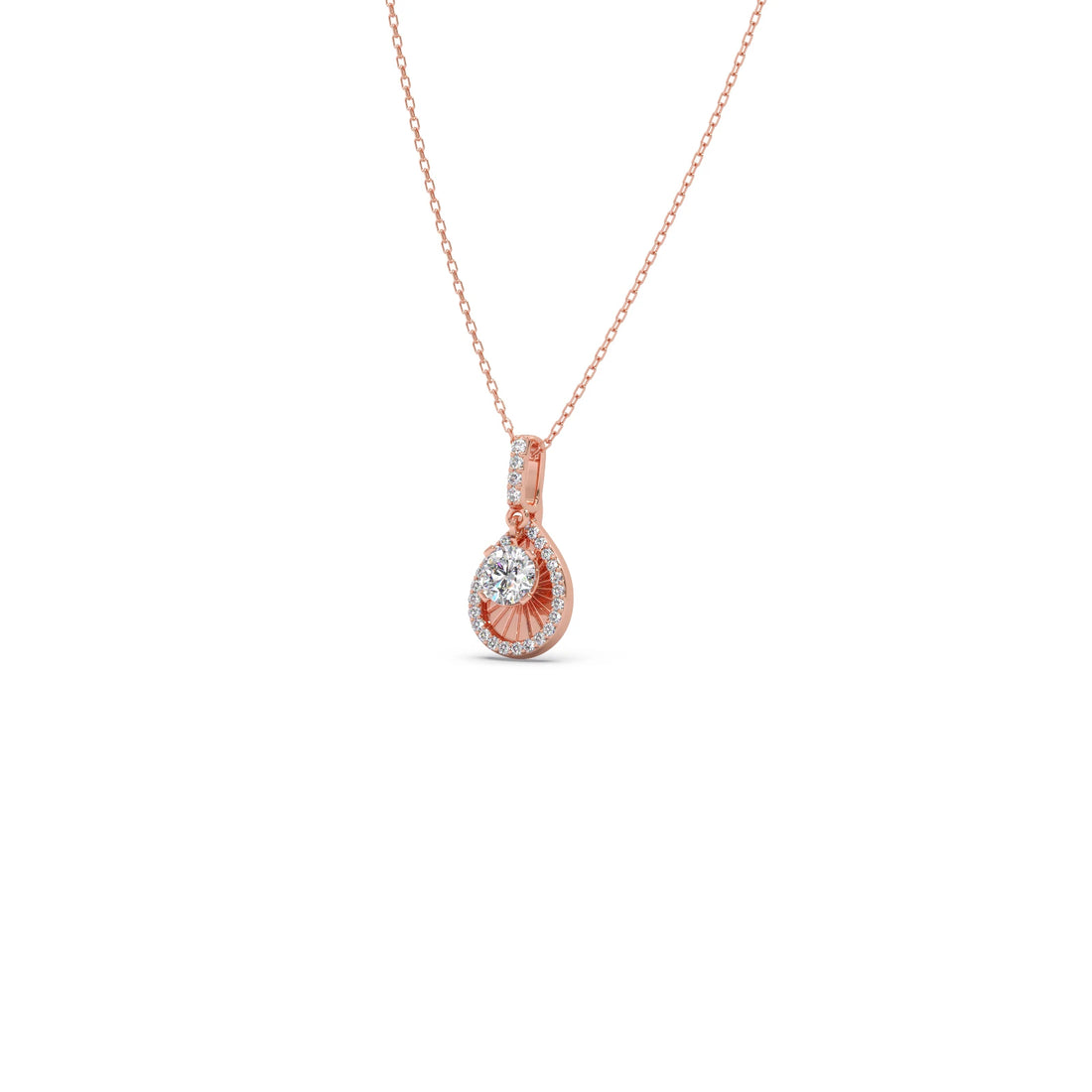 Round Solitaire with Diamond Halo Pendant