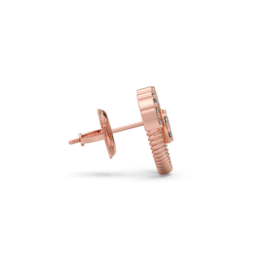 Gold Diamond Heart Stud Earrings