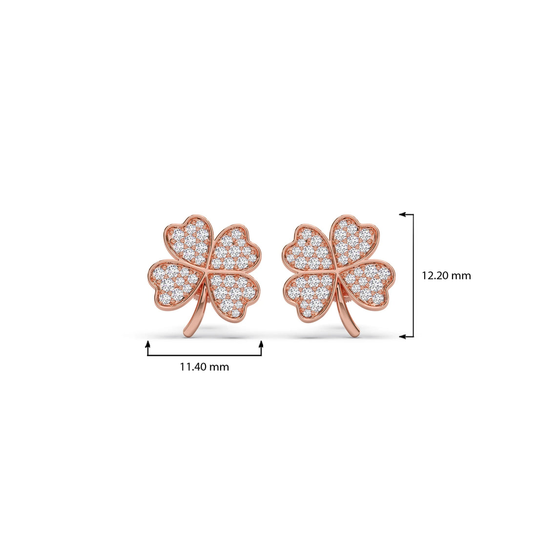Diamond Flower Clover Stud Earrings