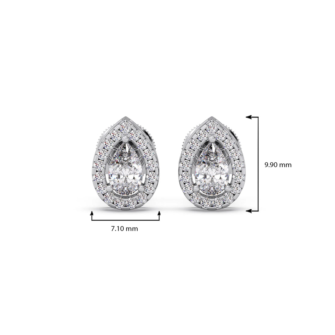 Gold Pear Halo Diamond Earrings