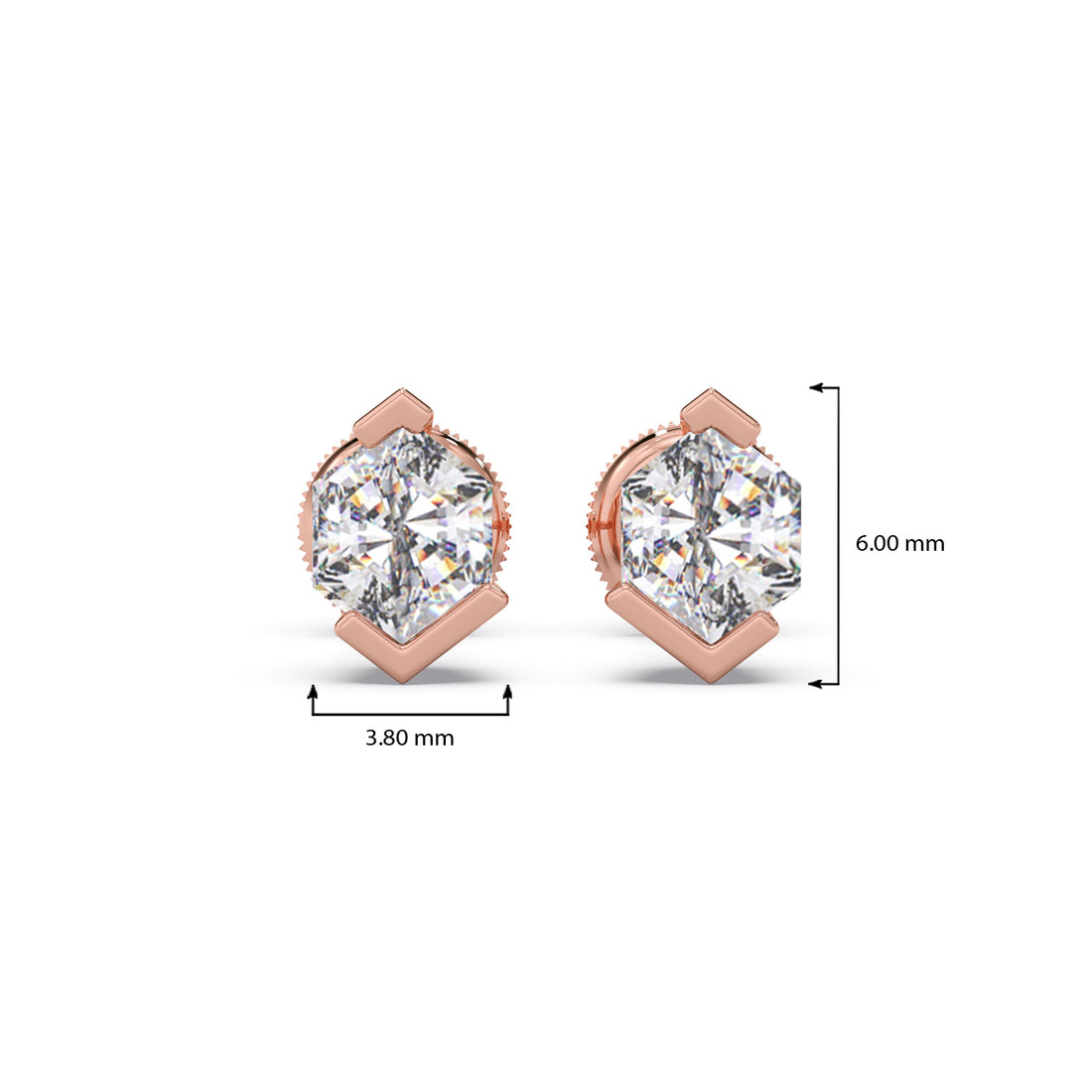 Half Bezel Set Tenz Hexa Cut Solitaire Earring