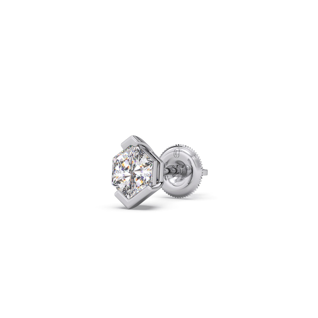 Half Bezel Set Tenz Hexa Cut Solitaire Earring
