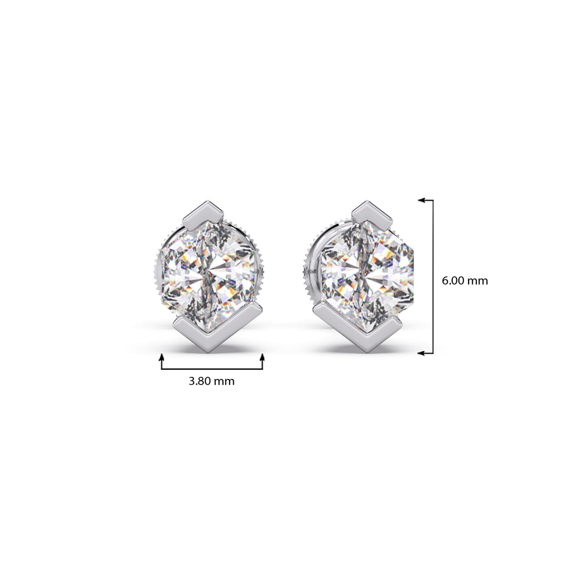 Half Bezel Set Tenz Hexa Cut Solitaire Earring