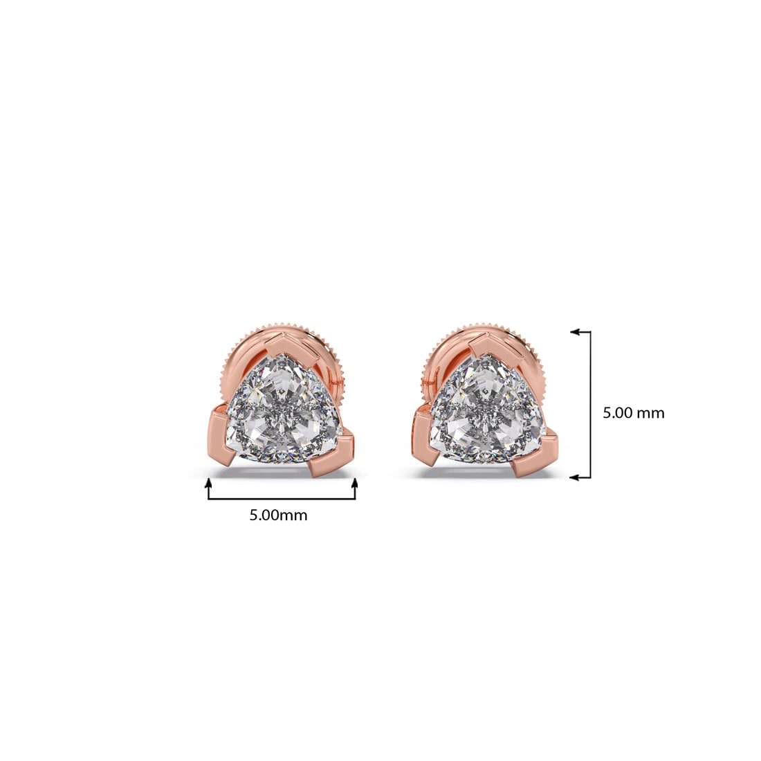 Half Bezel Set Smallitaire Trillion Cut Diamond Earring