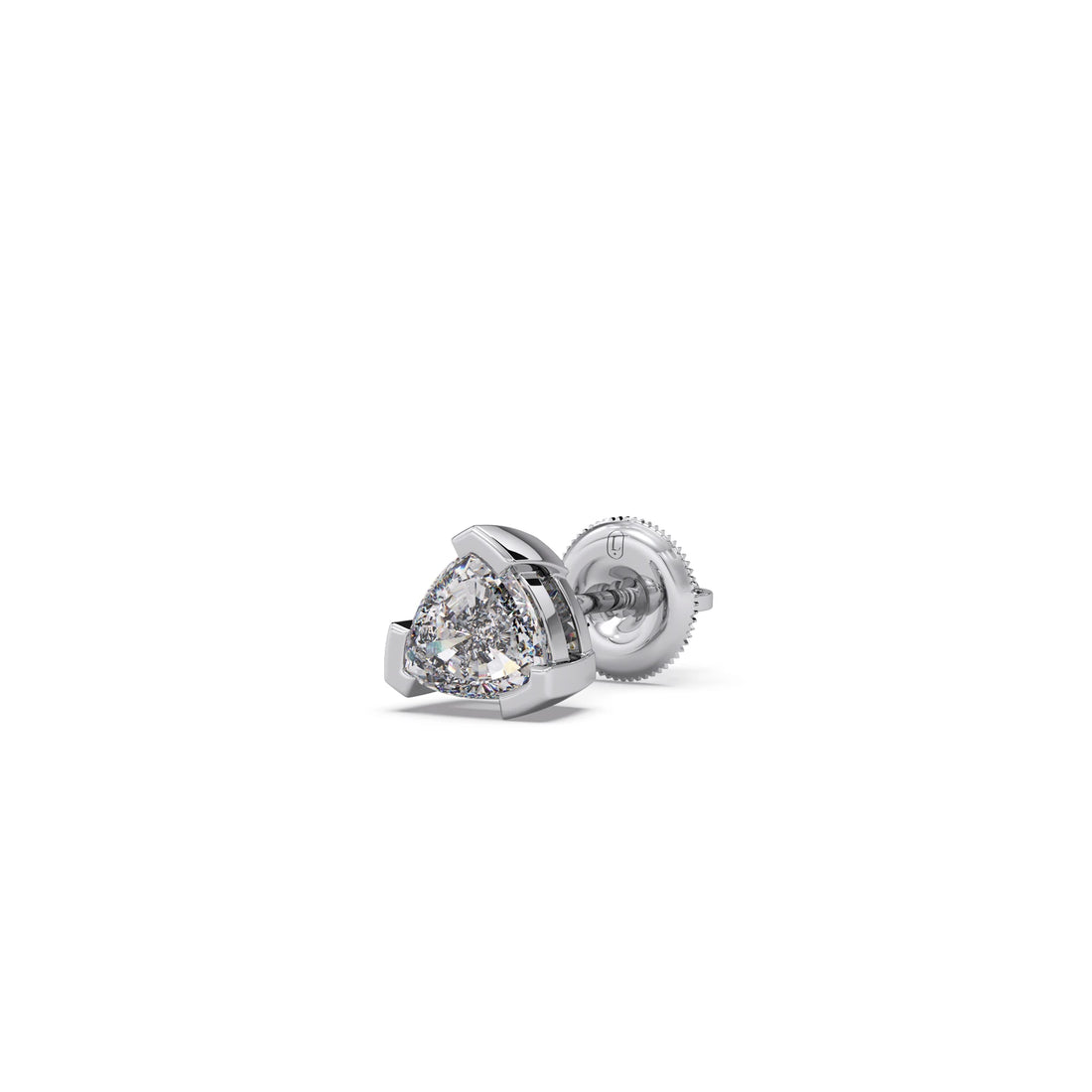 Half Bezel Set Smallitaire Trillion Cut Diamond Earring
