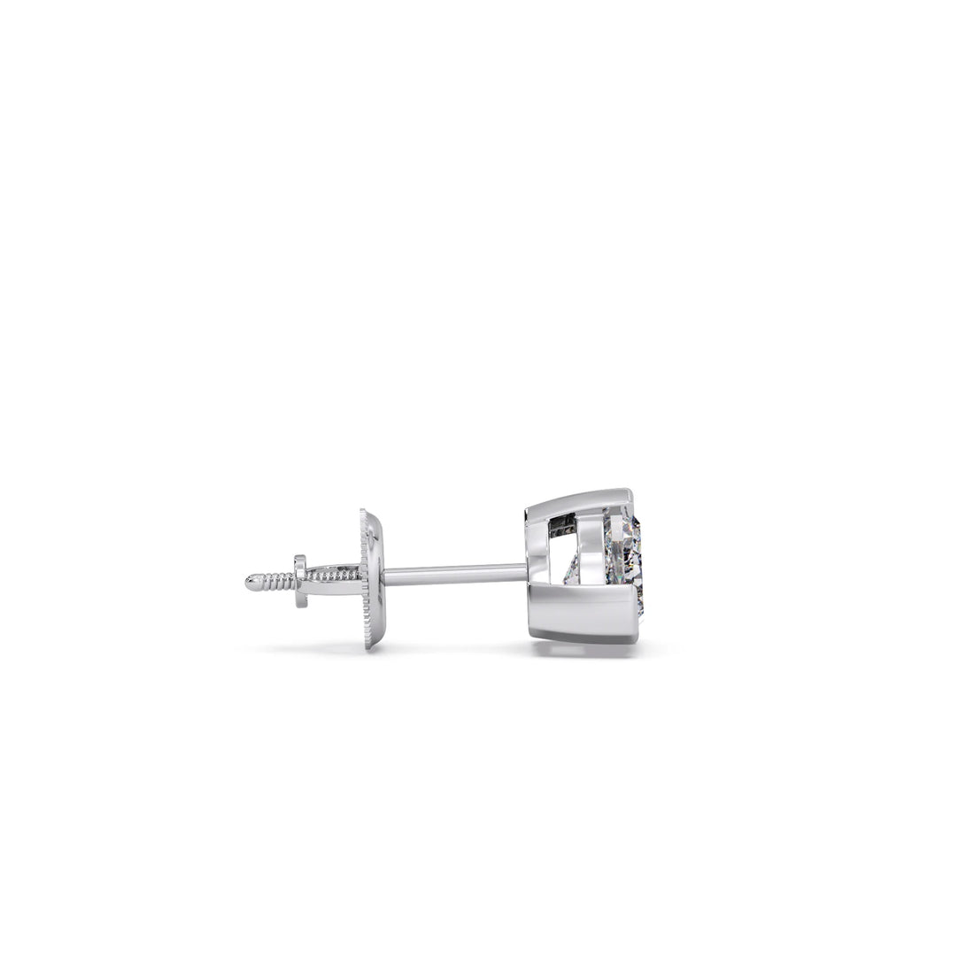 Half Bezel Set Smallitaire Trillion Cut Diamond Earring