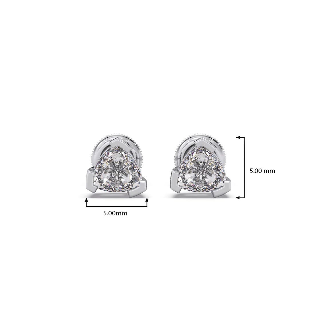 Half Bezel Set Smallitaire Trillion Cut Diamond Earring