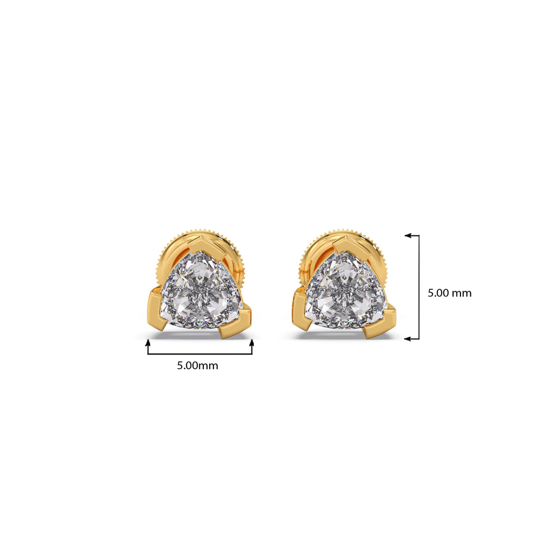 Half Bezel Set Smallitaire Trillion Cut Diamond Earring