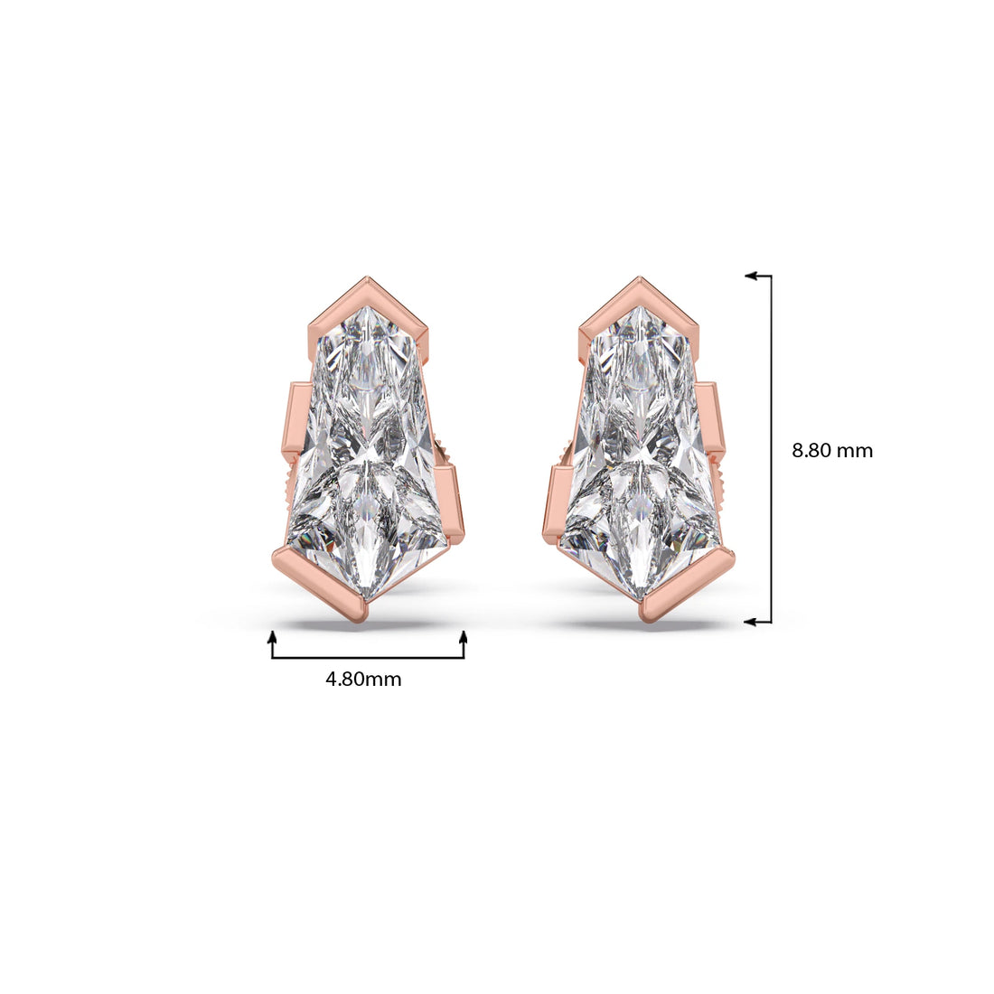 Half Bezel Set Pin Shape Solitaire Earring