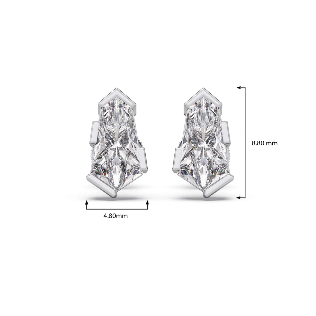 Half Bezel Set Pin Shape Solitaire Earring