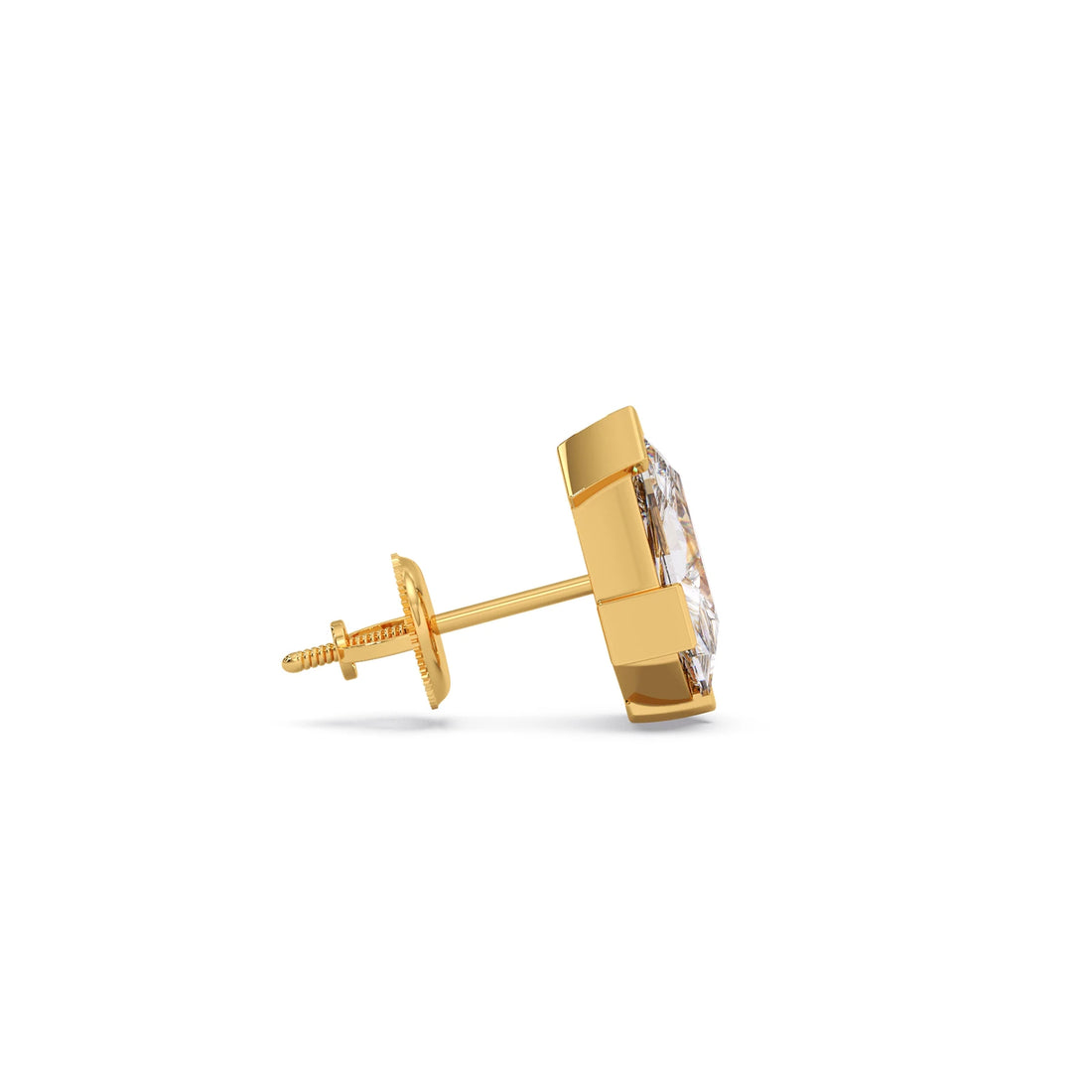 Half Bezel Set Pin Shape Solitaire Earring
