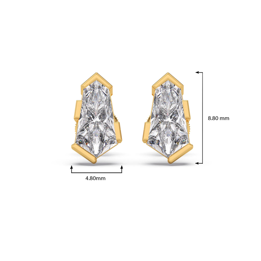 Half Bezel Set Pin Shape Solitaire Earring