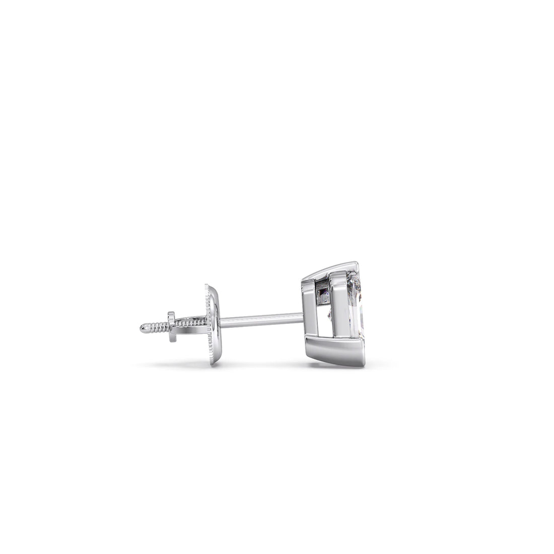 Half Bezel Set Smallitaire Frost Emerald Cut Earrings