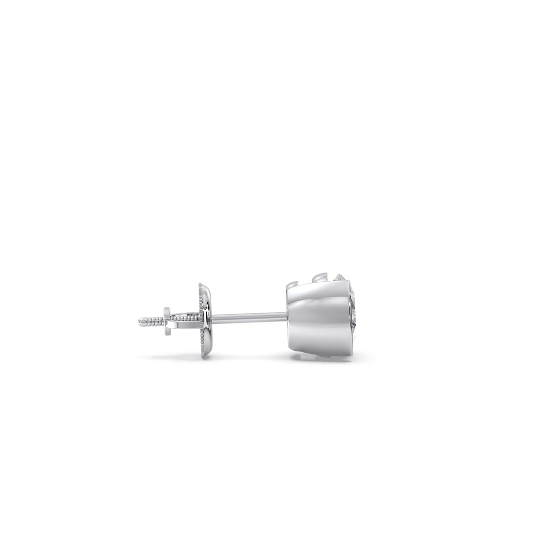 Half Bezel & Claw Prong Set Luminious Round Shape Solitaire Earring