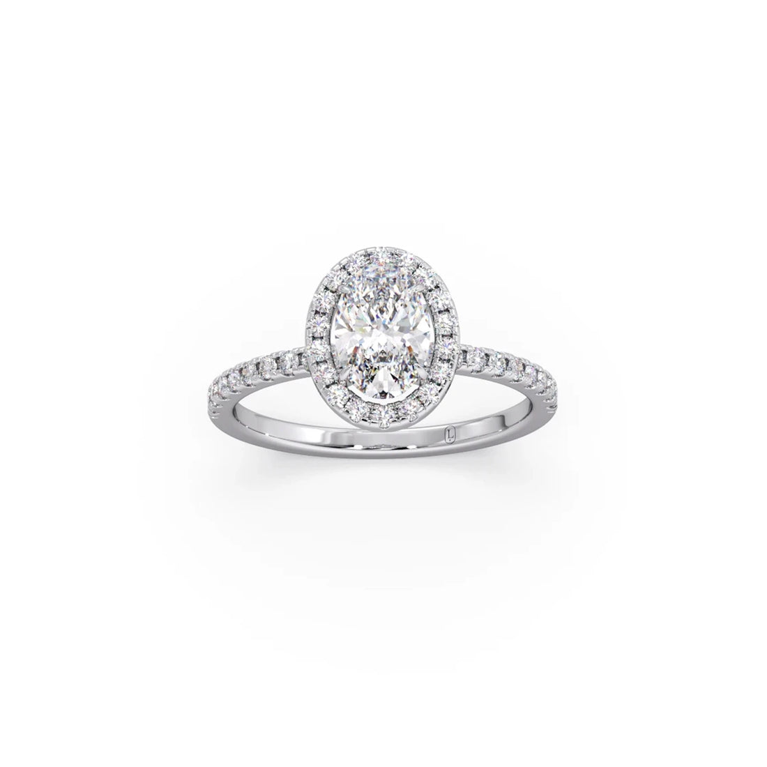 Oval Cut Engagement Ring with Halo Setting