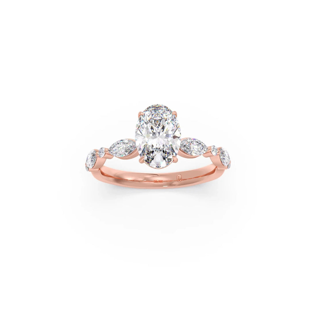 Oval Cut with Side Diamonds Accent Engagement Ring