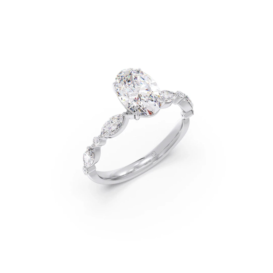 Oval Cut with Side Diamonds Accent Engagement Ring